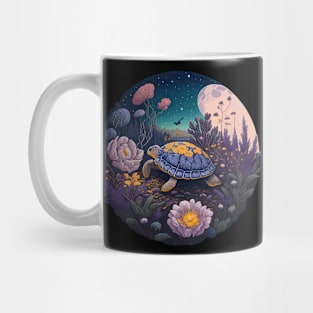 Funny & Cute Aesthetic Cottagecore floral Turtle Womens Mens Mug